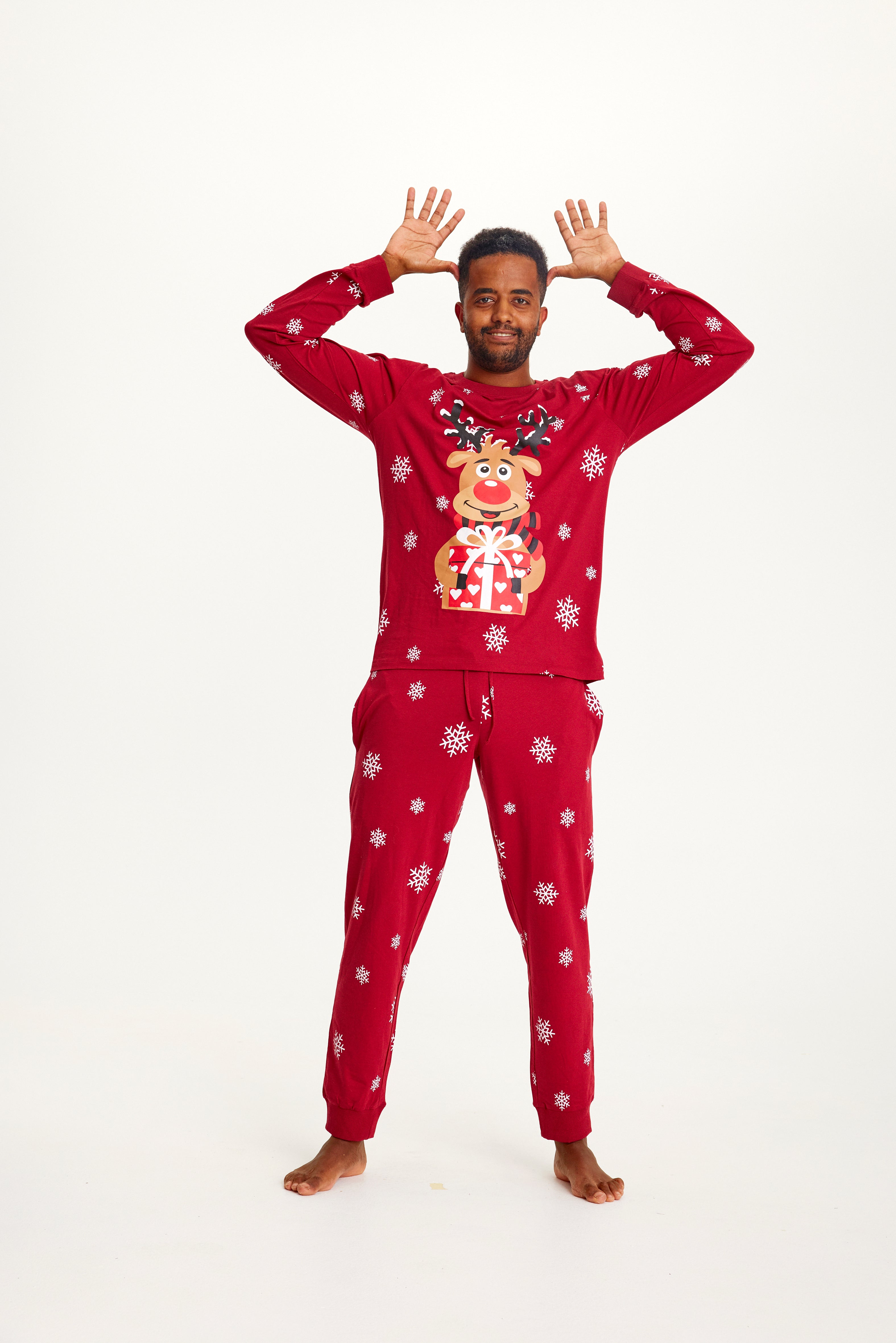 Rudolfs Cute Weihnachtspyjama Rot - Herren.